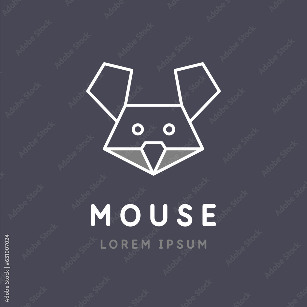 Poster minimalistic and stylish mouse emblem. illustration with text in a fashionable simple style.