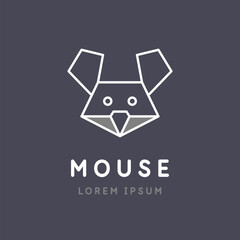 Minimalistic and stylish Mouse emblem. Illustration with text in a fashionable simple style.