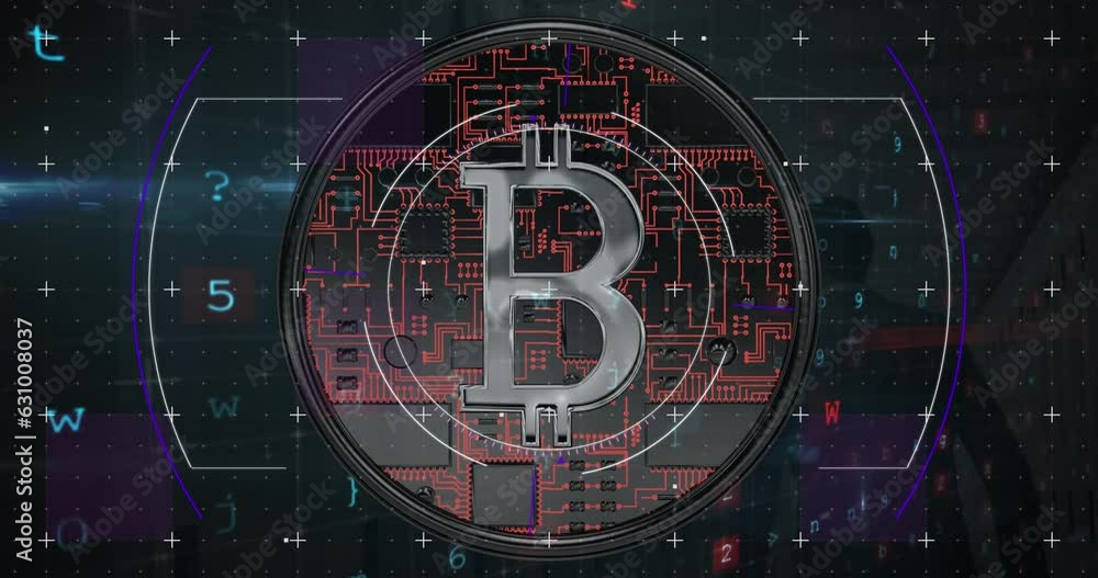 Aufkleber animation of financial data processing over bitcoin