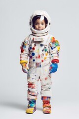 Aspiring Astronaut - Colored Space Suit, A Fictional Character Created by Generated AI.  - obrazy, fototapety, plakaty