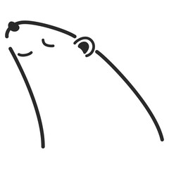 横向きのシロクマのシンプルなイラスト（白黒）