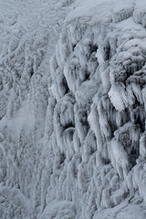 Gullfoss waterfall ice detail in winter time when it was really cold in Iceland