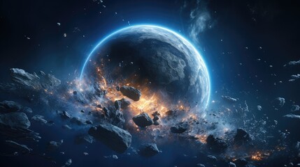 Obraz na płótnie Canvas Planetary Destruction in Outer Space
