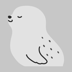 横向きのアザラシのシンプルなイラスト（白黒）