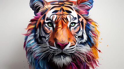 Tiger rainbow color white background