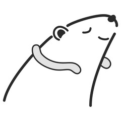 クールネックリングを付けるシロクマのイラスト（白黒）