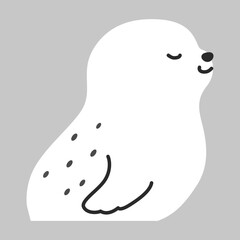 横向きのアザラシのシンプルなイラスト（白黒）