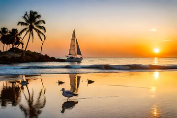 sailboat at sunset