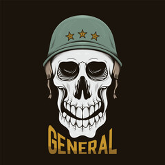 super cool illustration design of a veteran soldier's skull head that looks like a zombie, very suitable for t-shirt or merchandise design