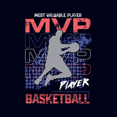Vector  Basketball MVP PLAYER. Sport typography, t-shirt graphics, poster, banner, flyer, print,Apparel and postcard © hendrik