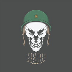 super cool illustration design of a veteran soldier's skull head that looks like a zombie, very suitable for t-shirt or merchandise design