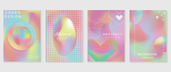 Naklejka premium Modern gradient design background cover. Abstract gradient graphic with sparkle, halftone, star, heart. Aesthetic business cards collection illustration for flyer, brochure, invitation, social media.