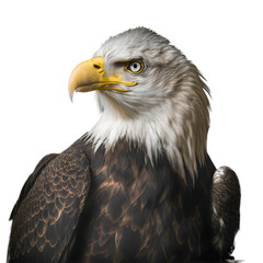 Obraz premium Portrait of an american bald eagle isolated on white background cutout
