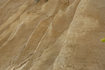 Hills of white limestone sand in the former Estonian prison of Rummu