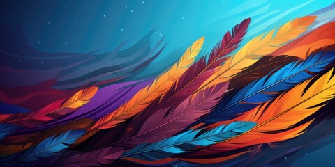 Native american heritage month, International Day of the World's Indigenous Peoples or Native American Day. Vector banner. Background with a pattern of feathers.