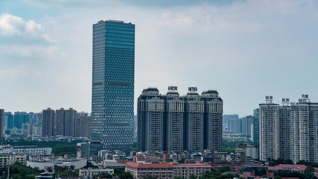 Time-lapse photography of tall office and residential buildings in Nanning, Guangxi, China