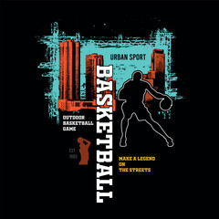 Obraz premium Vector Basketball URBAN SPORT. Sport typography, t-shirt graphics, poster, banner, flyer, print,Apparel and postcard