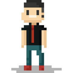 Pixel art black t shirt man character
