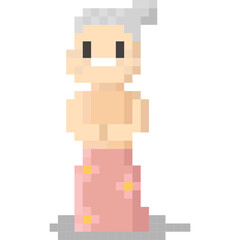 Fototapeta premium Pixel art cartoon grandmother character