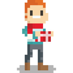 Pixel art cartoon happy christmas character 4