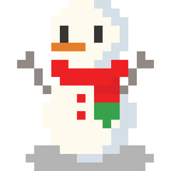 Pixel art cartoon snowman rocking doll character