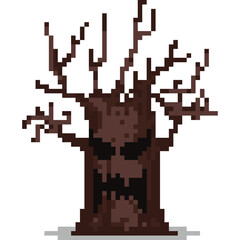 Pixel art halloween ghost tree character 2