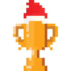 Pixel art golden christmas trophy 2