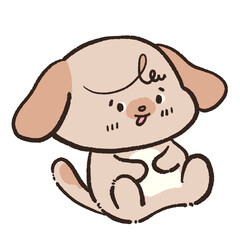 cute dog and kawaii happy character activities cartoon hand drawn Transparent background