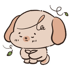 cute dog and kawaii happy character activities cartoon hand drawn Transparent background