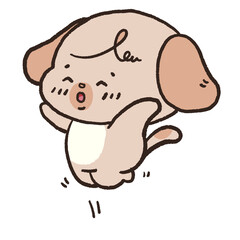 cute dog and kawaii happy character activities cartoon hand drawn Transparent background