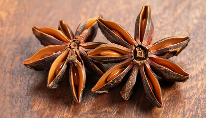 Star anise or Chinese Badiane spice or Illicium verum.