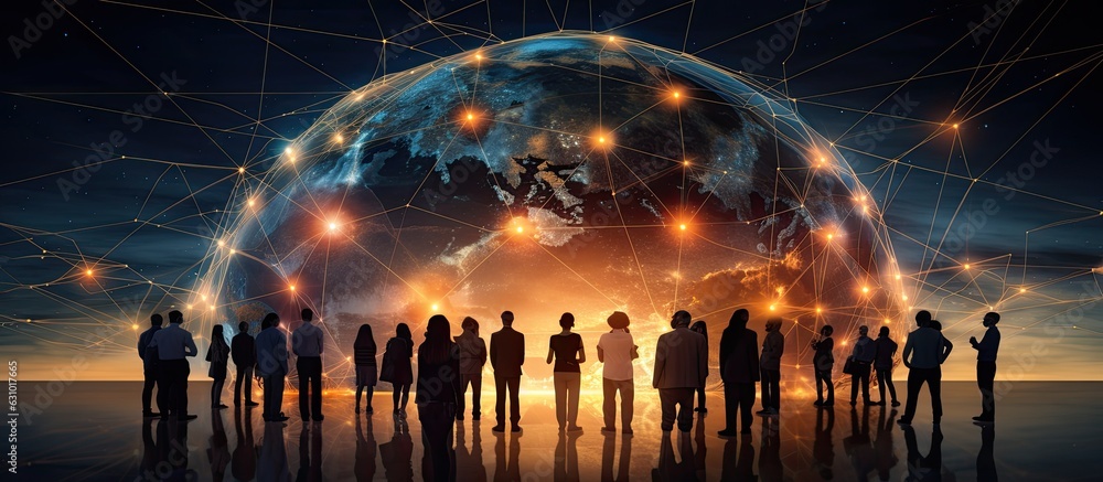 Leinwandbilder the idea of a global social network and business connection is a concept that combines the future of