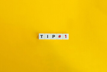 Tip #1 Banner. Letter Tiles on Yellow Background. Minimal Aesthetic.