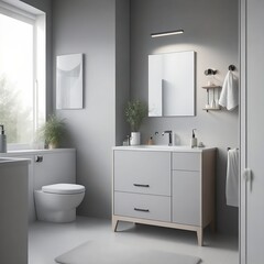 Naklejka na ściany i meble White modern bathroom with tiles