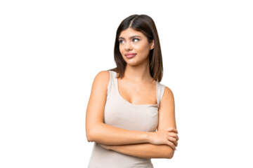 Young Russian woman over isolated chroma key background making doubts gesture while lifting the shoulders