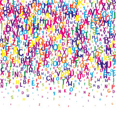 Scattered letters of latin alphabet. Colorful