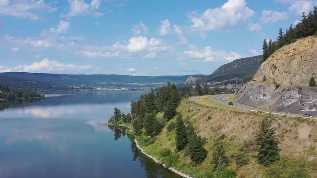 Highway 97's Lakeside Journey: Aerial Views of Williams Lake in Beautiful BC