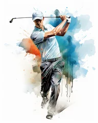 Poster Premium golf player t-shirt vector design - clean & professional 2D watercolor art, t-shirt design, Generative AI © Ameer