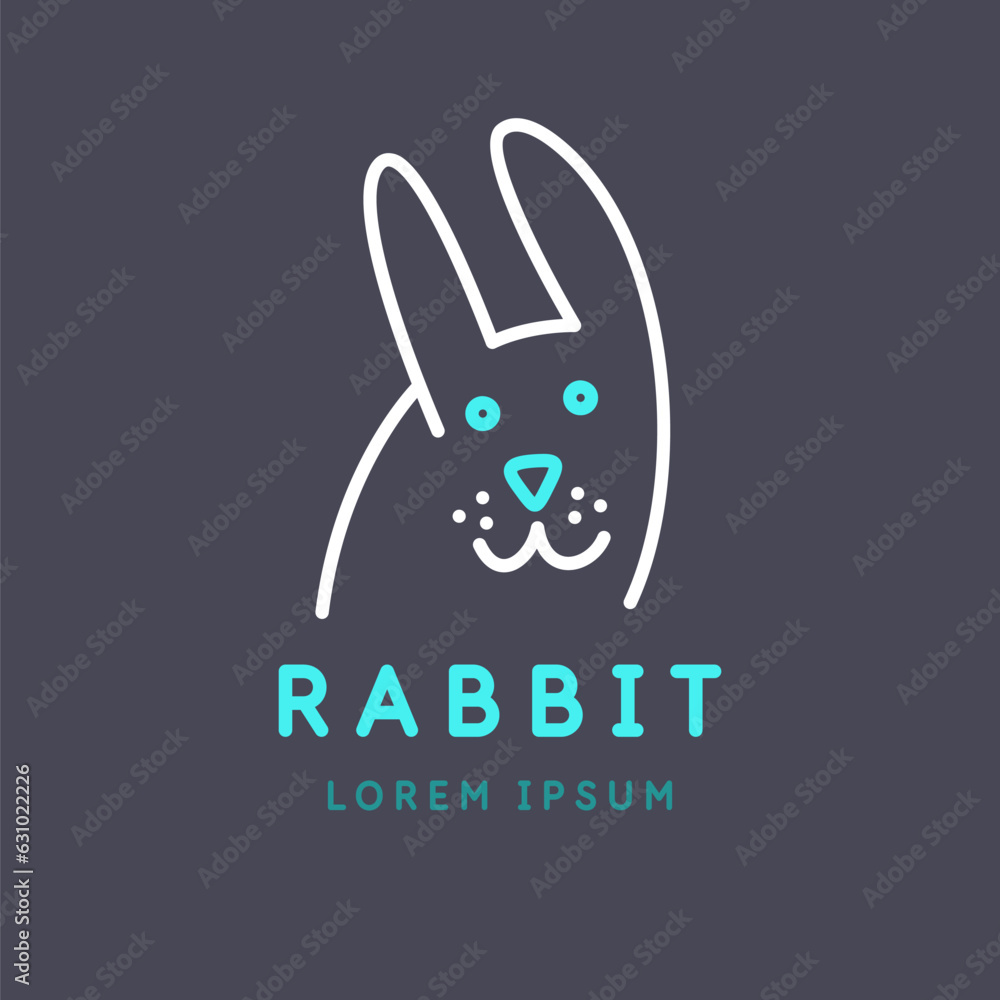Poster minimalistic and stylish rabbit emblem. modern graphics. vector illustration in a simple style.