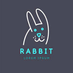 Minimalistic and stylish Rabbit emblem. Modern graphics. Vector illustration in a simple style.