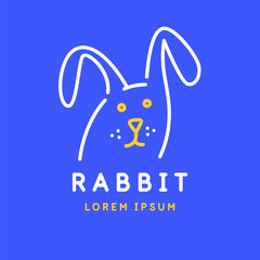 Minimalistic and stylish Rabbit emblem. Modern graphics. Vector illustration with text in a fashionable simple style.