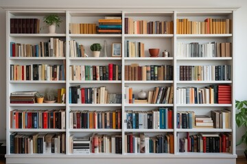 Minimalist Bookshelf With Neatly Arrangement, Generative AI