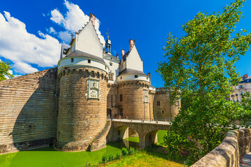 View of the entrance to the Brittany Dukes Castle in Nantes France