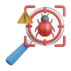 3d rendering bug detection isolated useful for technology, programming, development, coding, software, app, computing, server and connection design element