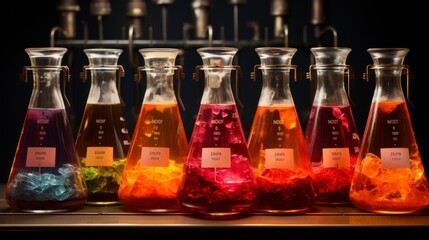  Colorful chemical reaction of titration in a laboratory