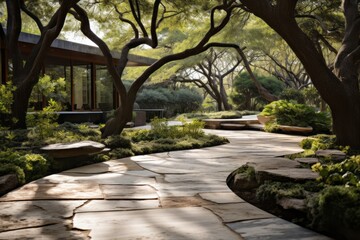 Obraz premium Serene And Minimalist Garden With Stones, Generative AI