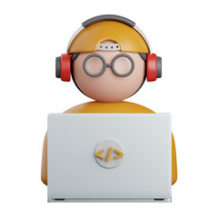 3d rendering programmer isolated useful for technology, programming, development, coding, software, app, computing, server and connection design element