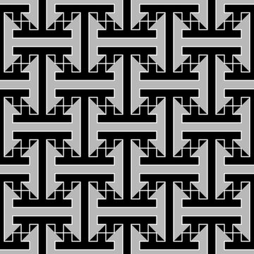 Seamless Chinese Sayagata pattern. Repeated interlocking figures background. Oriental ornament. Traditional ethnic image. Ancient mosaic motif. Digital paper for textile print, web design. Vector art.