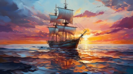 Obraz premium sailing ship at sea