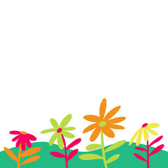 colorful flowers on a backdrop of lush green